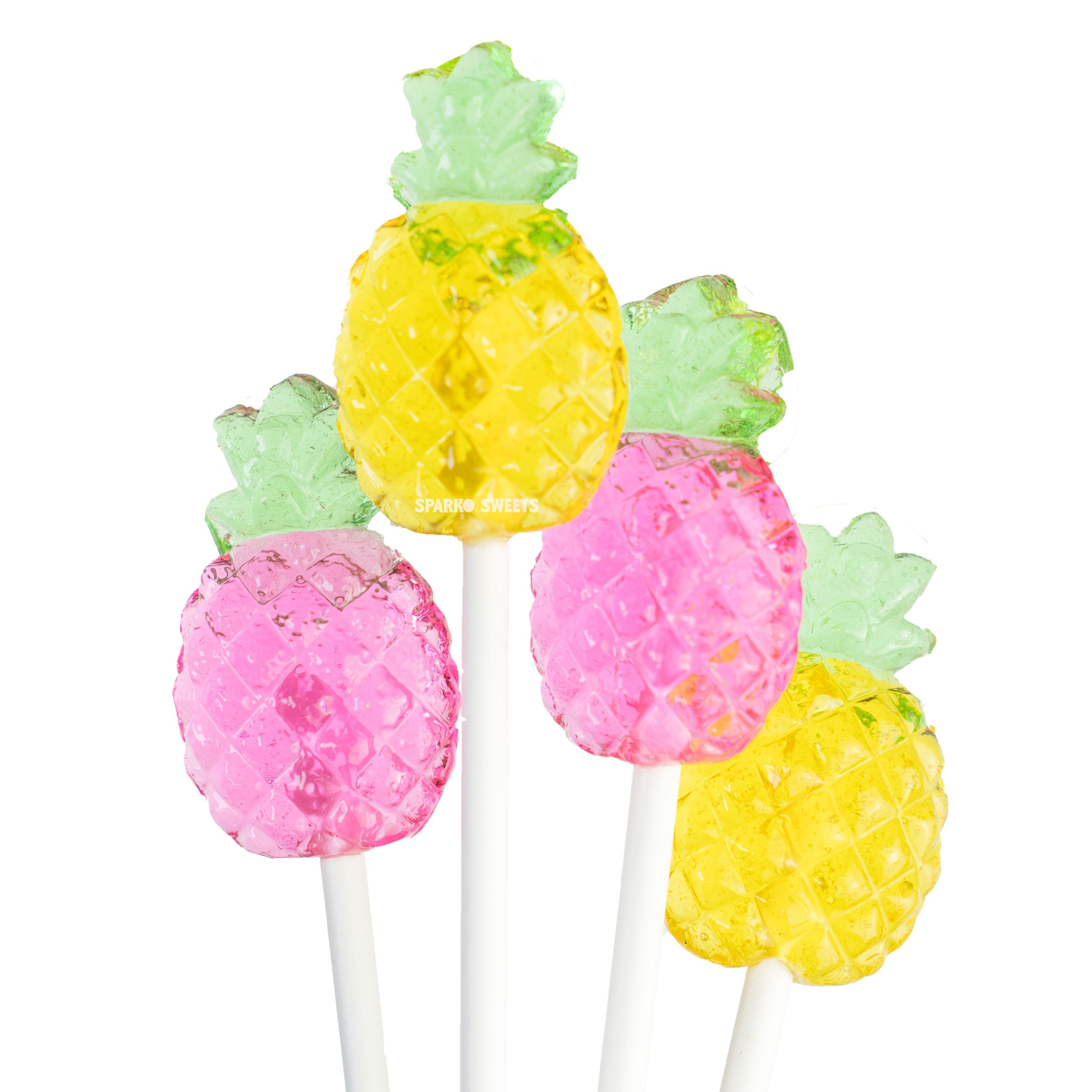 Tropical Pink and Yellow Pineapple Lollipops (24 Pieces)