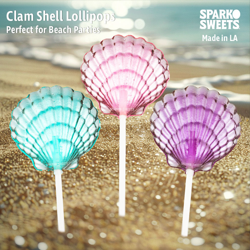 Baby Blue Clam Shell Lollipops - Blue Raspberry (24 Pieces)