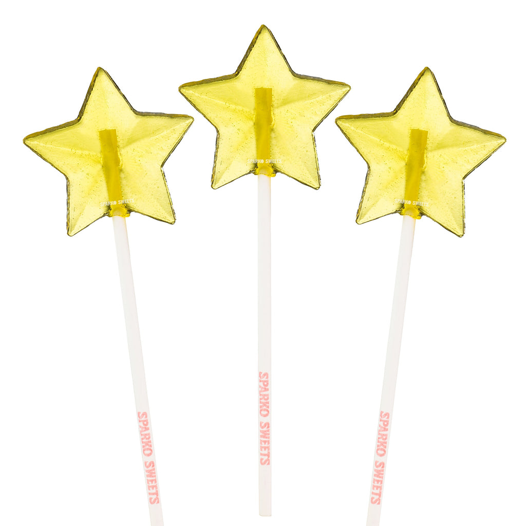 Yellow Star Lollipops - Peach Flavor (24 Pieces)