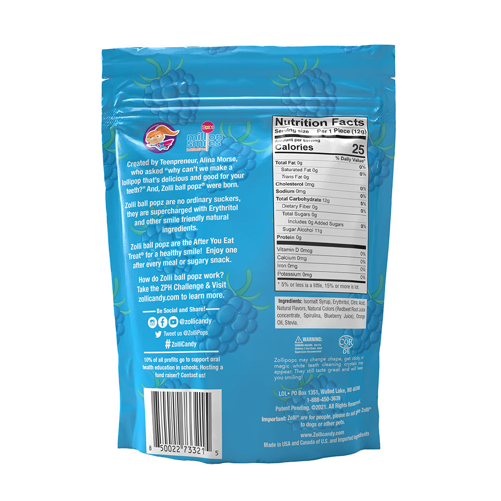 Zolli® Ball Popz Sugar Free Lollipops Blue Raspberry 5.2oz